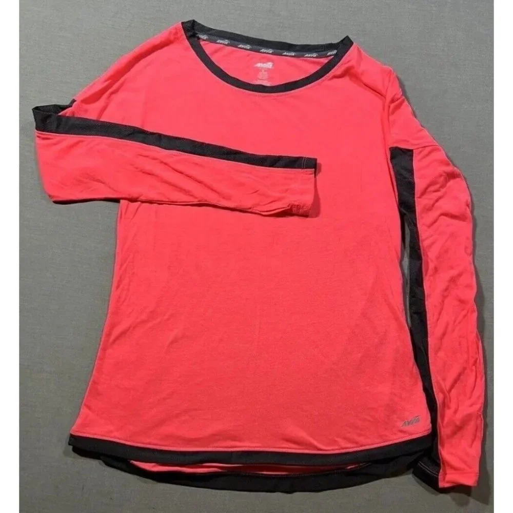Avia Shirt Women Medium Pink Logo Long  Sleeve Pullover Tee‎ Ladies NWOT